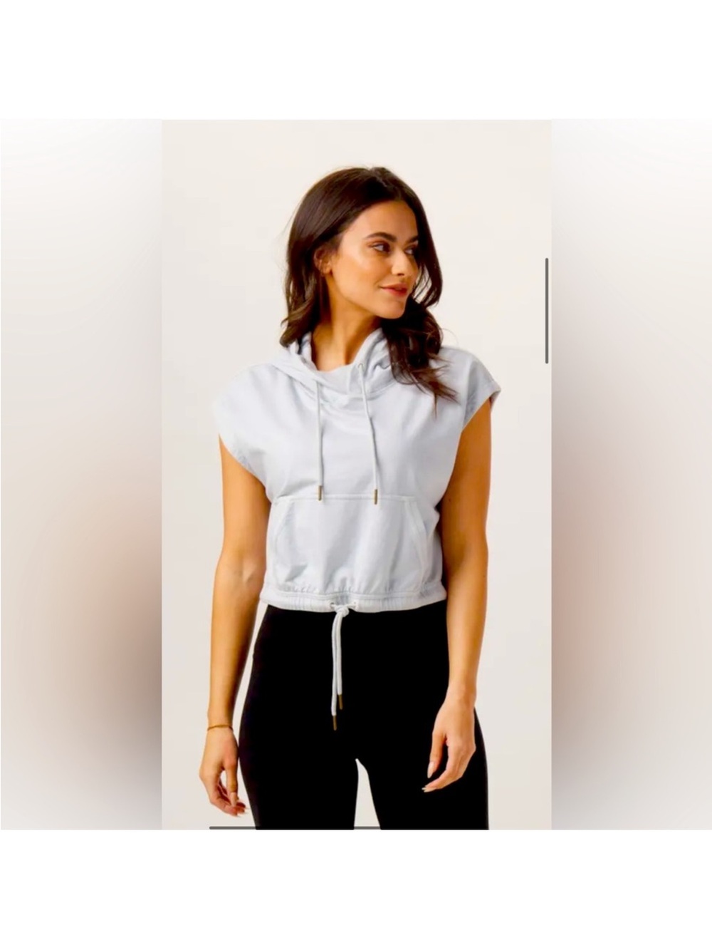 The Normal Brand Classic Light Gray Cropped Sleeveless Hoodie